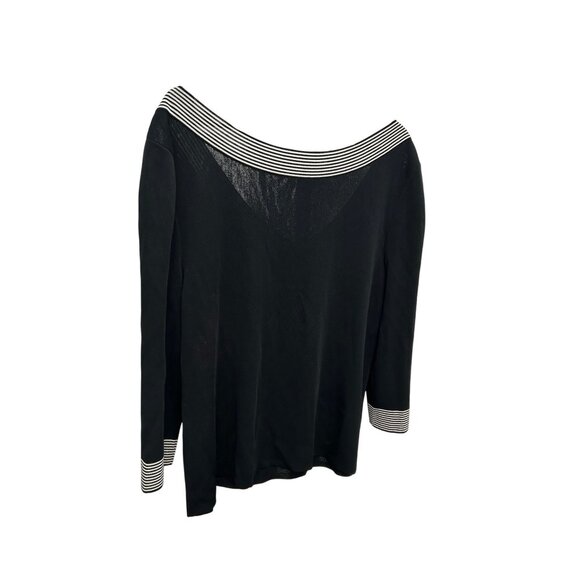 Plein Air Womens Black and Gray Striped Open Back Lightweight Sweater SZ Extra L - Picture 3 of 9